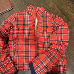 Crewcuts Red Plaid Quilted Jacket with Navy Accents